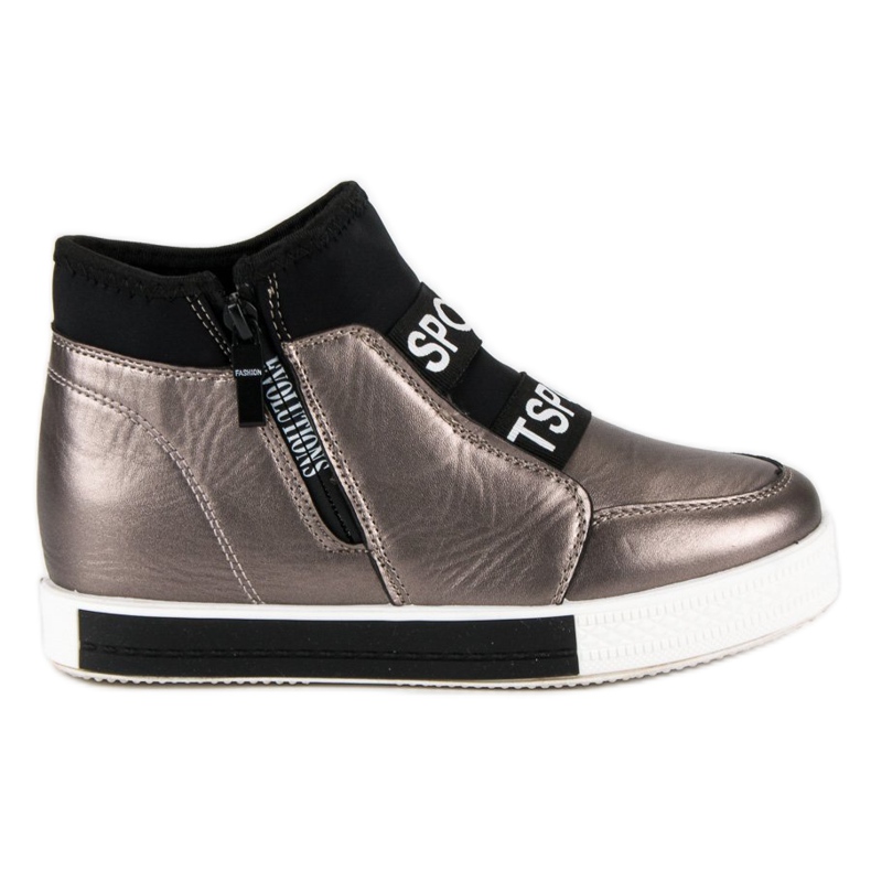 Grafit sneakers med dragkedja brun grå