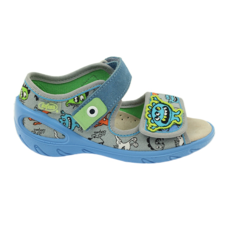 Sandaler lädinlägg Befado 433P blå orange grå