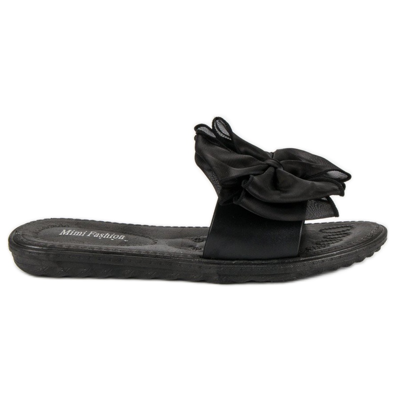 Tofflor med rosett svart