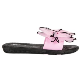 Tofflor med rosett rosa