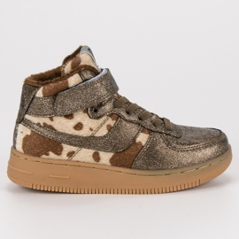 Kylie Guld sneakers med päls gyllene