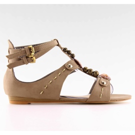 Damsandaler med khakistenar ZS3522 kaki