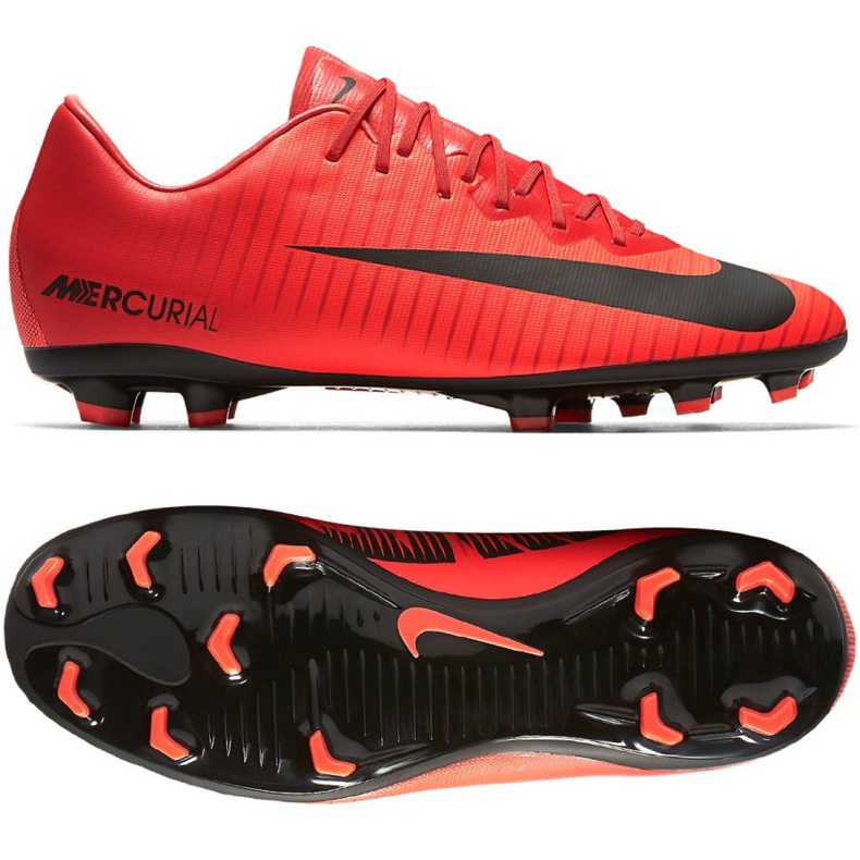 Nike Mercurial Vapor Xi Fg Jr 903594-616 fotbollsskor mångfärgad röd