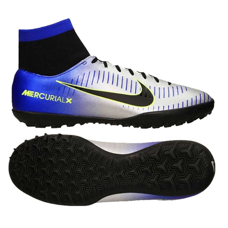 Nike MercurialX Victory Vi Neymar Df Tf M 921514-407 fotbollsskor grön, blå, grå / silver blå