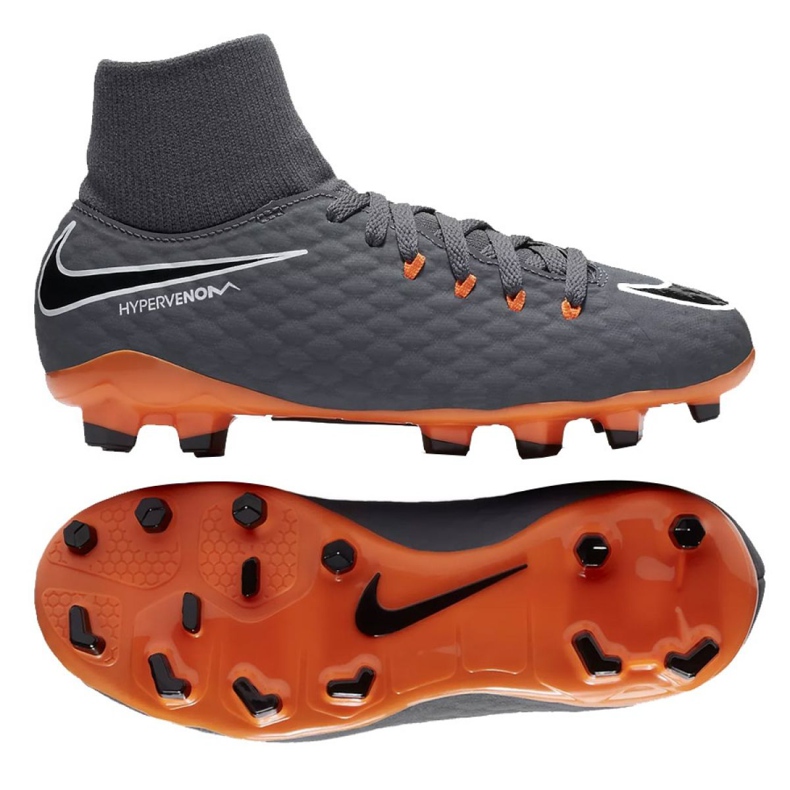 Nike Hypervenom Phantom 3 Academy Df Fg Jr AH7287-081 fotbollsskor mångfärgad grå