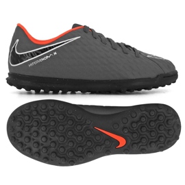 Nike Hypervenom PhantomX 3 Club Tf Jr AH7298-081 fotbollsskor grå / silver, orange, grå / silver grå