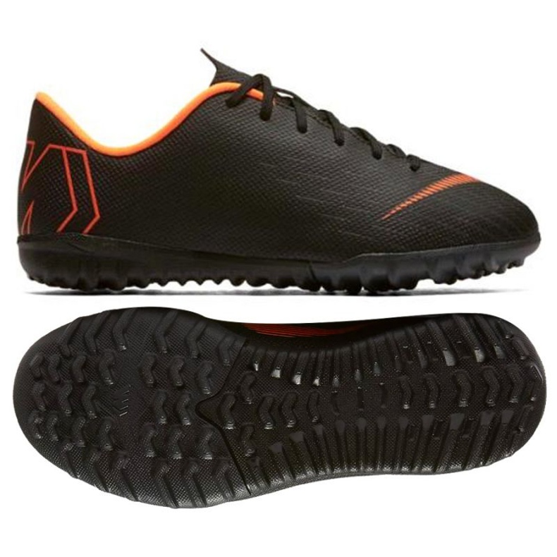 Nike Mercurial VaporX 12 Academy Gs Tf Jr AH7342-081 fotbollsskor svart svart