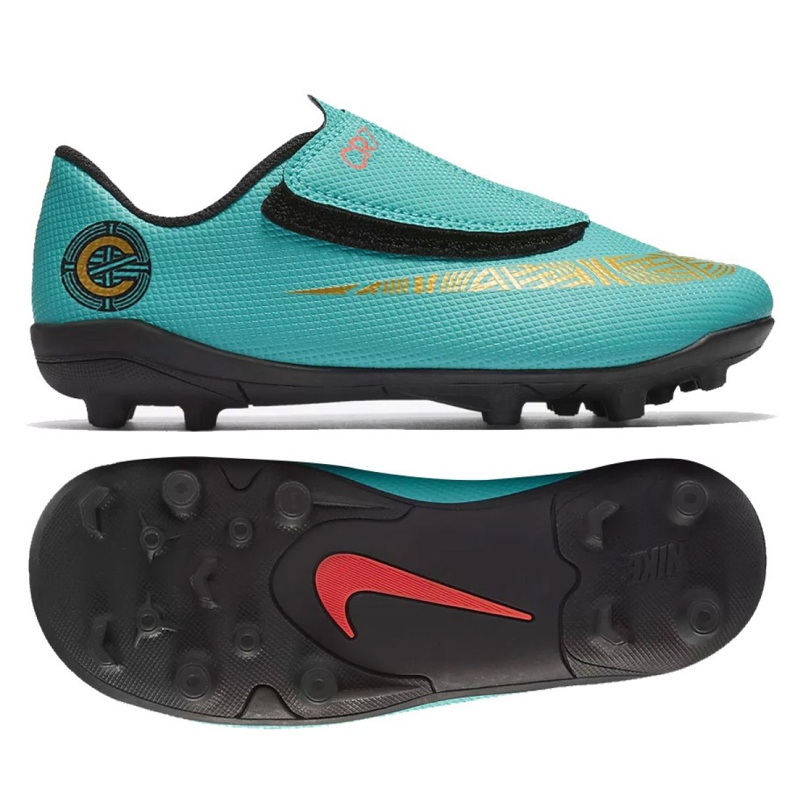 Nike Mercurial Vapor 12 Club Ps V CR7 Mg Jr AJ3096-390 fotbollsskor blå blå