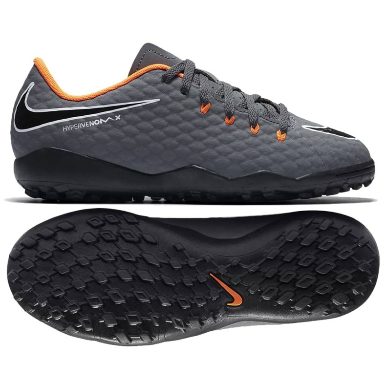 Nike Hypervenom PhantomX 3 Academy Tf Jr AH7294-081-S fotbollsskor grå grå