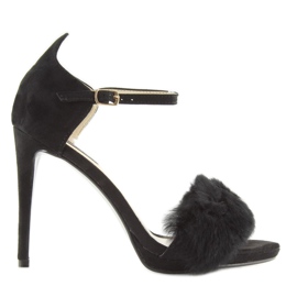 Svarta sandaler på hög klack L6120 Svart