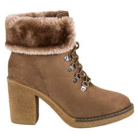 Seastar Snörstövlar med päls brun