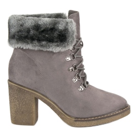 Seastar Snörstövlar med päls grå