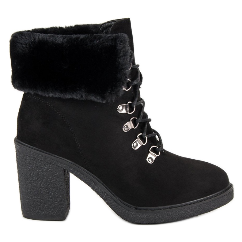 Seastar Snörskor med päls svart