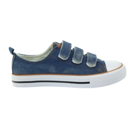 American Club Denim dk sneakers med kardborre blå