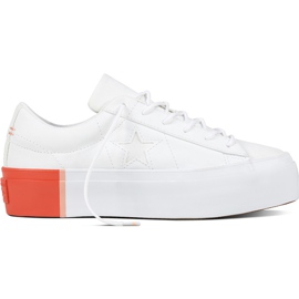 Converse 559904 Enstjärnig plattform Colorblock White Bright Poppy vit