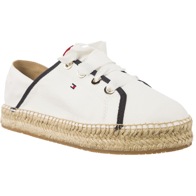 Tommy Hilfiger Metallic Lace Up Espadrille 121 vit