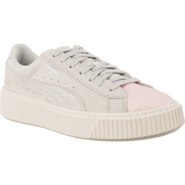 Puma Suede Platform Glam Pearl Glacier Grey grå mångfärgad