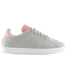 Gråa och rosa damsneakers BL131P GRÅ / ROSA