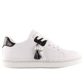 Svarta och vita sneakers för kvinnor 88038 VIT / SVART