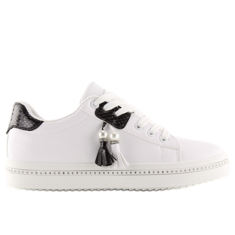 Svarta och vita sneakers för kvinnor 88038 VIT / SVART