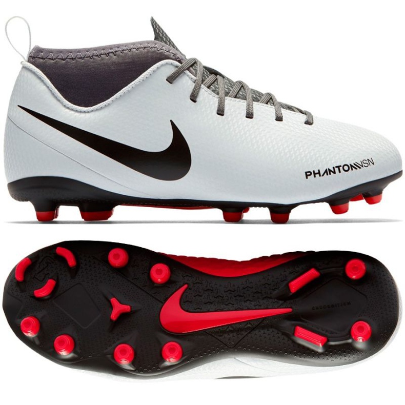 Nike Phantom Vsn Club Df Fg Jr AO3288-060 fotbollsskor mångfärgad vit