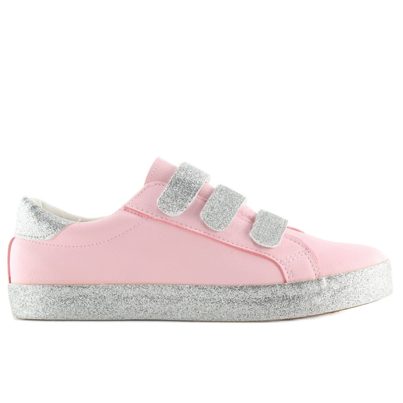 Sneakers fästa med kardborrrosa XL10P rosa grå