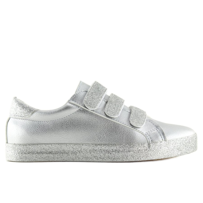 Silver sneakers med kardborreförslutning XL10P Silver grå gul