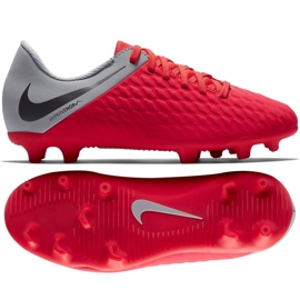 Nike Hypervenom Phantom 3Club Fg Jr AJ4146-600 fotbollsskor mångfärgad röd