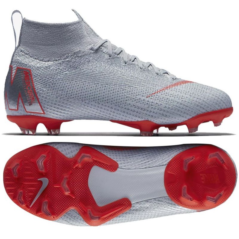 Nike Mercurial Superfly 6 Elite Fg Jr AH7340-060 fotbollsskor grå silver-