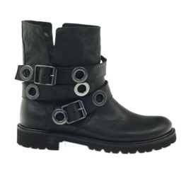 Randiga stövlar dekorerade med Badura-cirklar svart