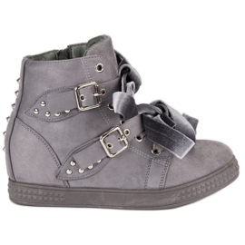 Super Me Grå sneakers med rosetter