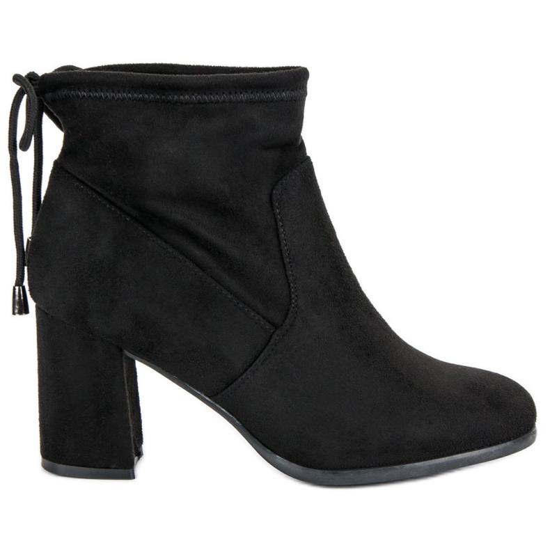 Högklackade stövlar i mocka svart