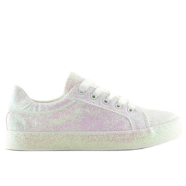 Iriserande vita sneakers BL142 Vit violett