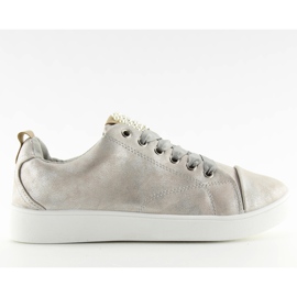 Grå 88013 Silver sneakers med pärlor