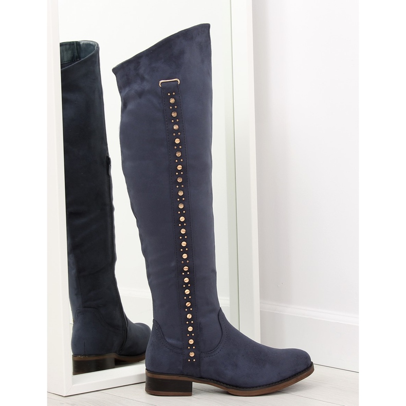 Överknä stövlar, marinblå 990-PG blå