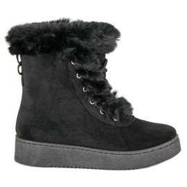 Svart bundna snöskor