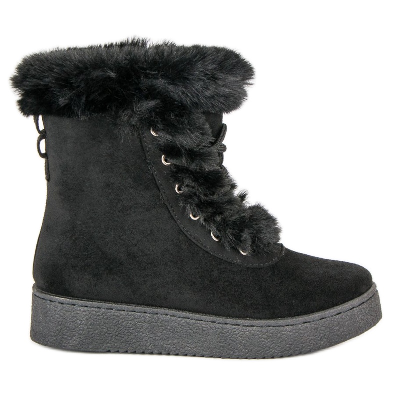 Svart bundna snöskor