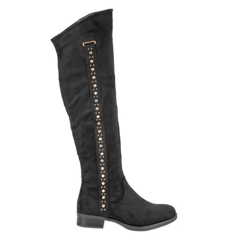 Super Me Mocka stövlar med platta klackar svart