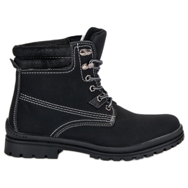 Svart bundna vandringsskor