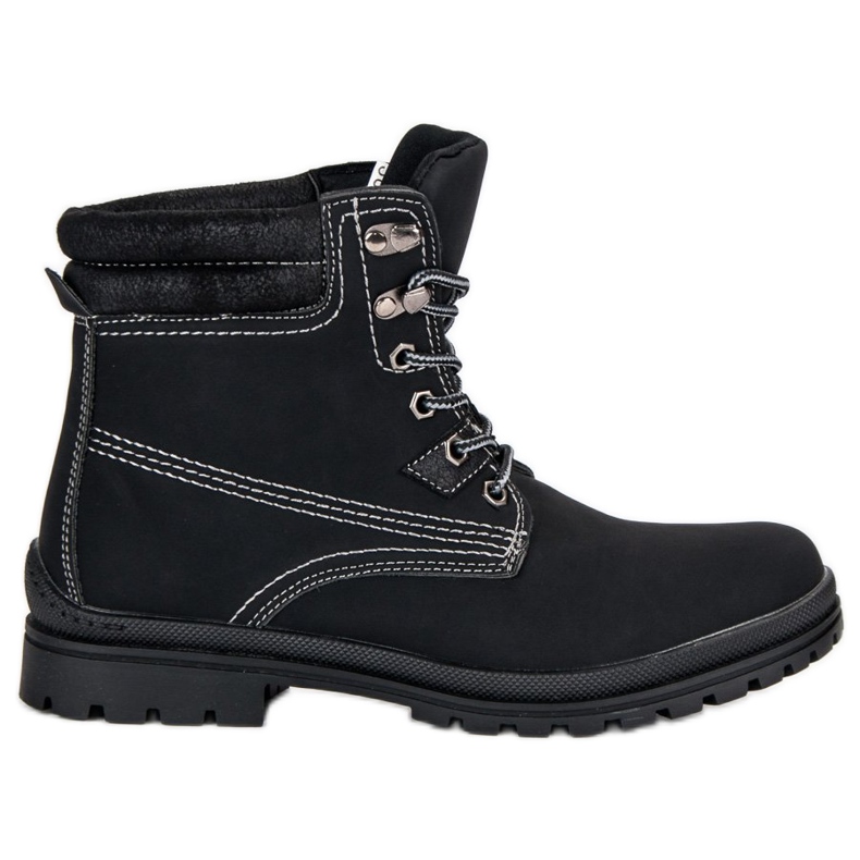 Svart bundna vandringsskor