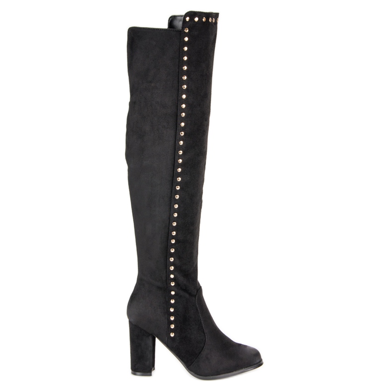 Eleganta VINCEZA mocka lårstövlar svart