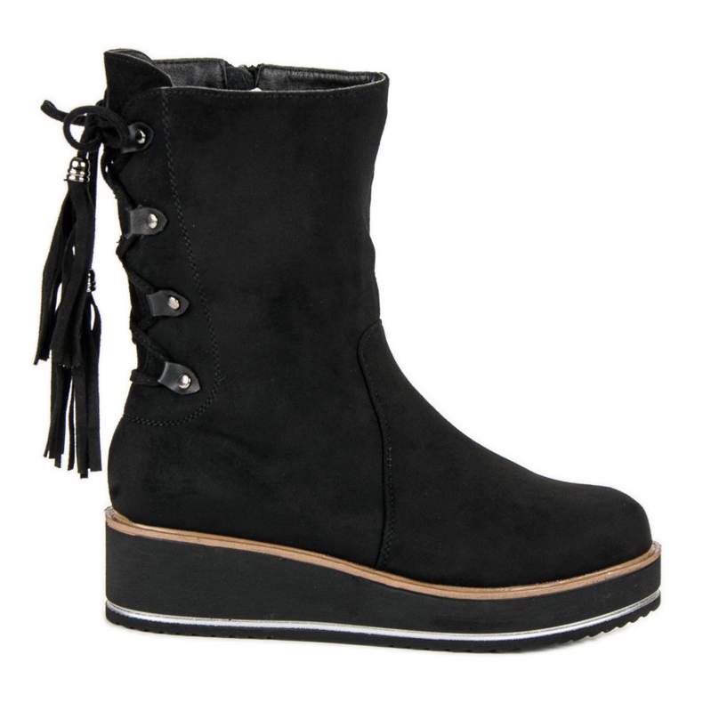 Forever Folie Stövletter i mocka med klackar svart