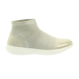 American Club Amerikanska sportskor för kvinnor 17044 beige silver- gul