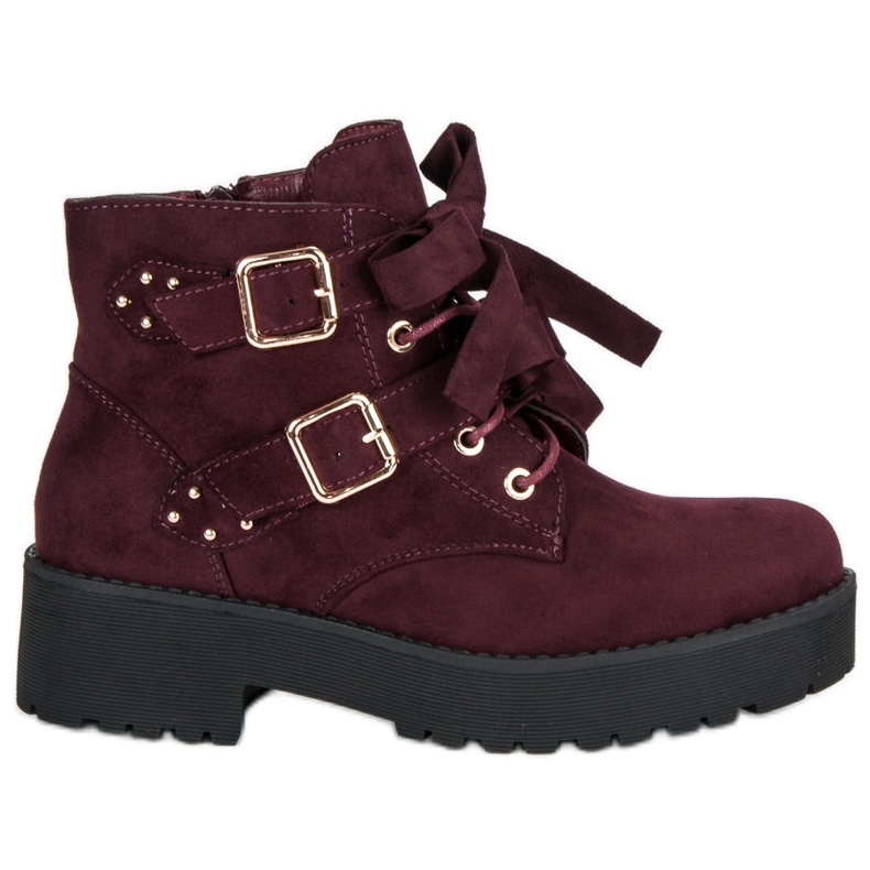 Burgundy mocka stövlar röd