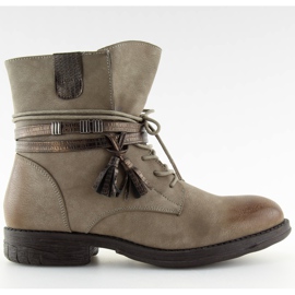 Beige och bruna kängor för kvinnor BH52-KB khaki