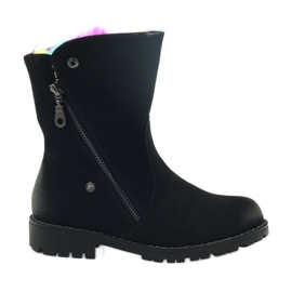 Sergio Leone Stövlar med färgad päls med dragkedja svart mångfärgad