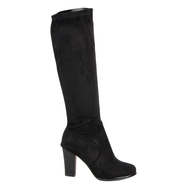 Mocka stövlar på stolpen svart