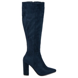 Small Swan Högklackade stövlar i mocka blå