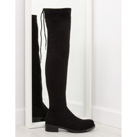 Svarta överstövlar i mocka NS020P svart