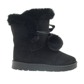 Svart Emusy Mukluki med pompom